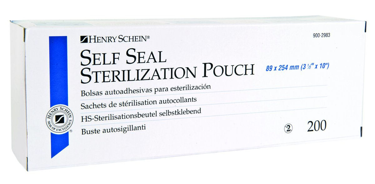 Sachets de stérilisation - mixtes nylon papier - Henry Schein - 134 x 280 mm - Boîte de 200