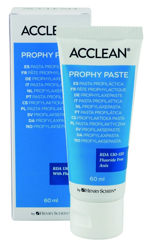 Pâte de prophylaxie Acclean sans fluor - Henry Schein - Tube de 100 g - Parfum anis