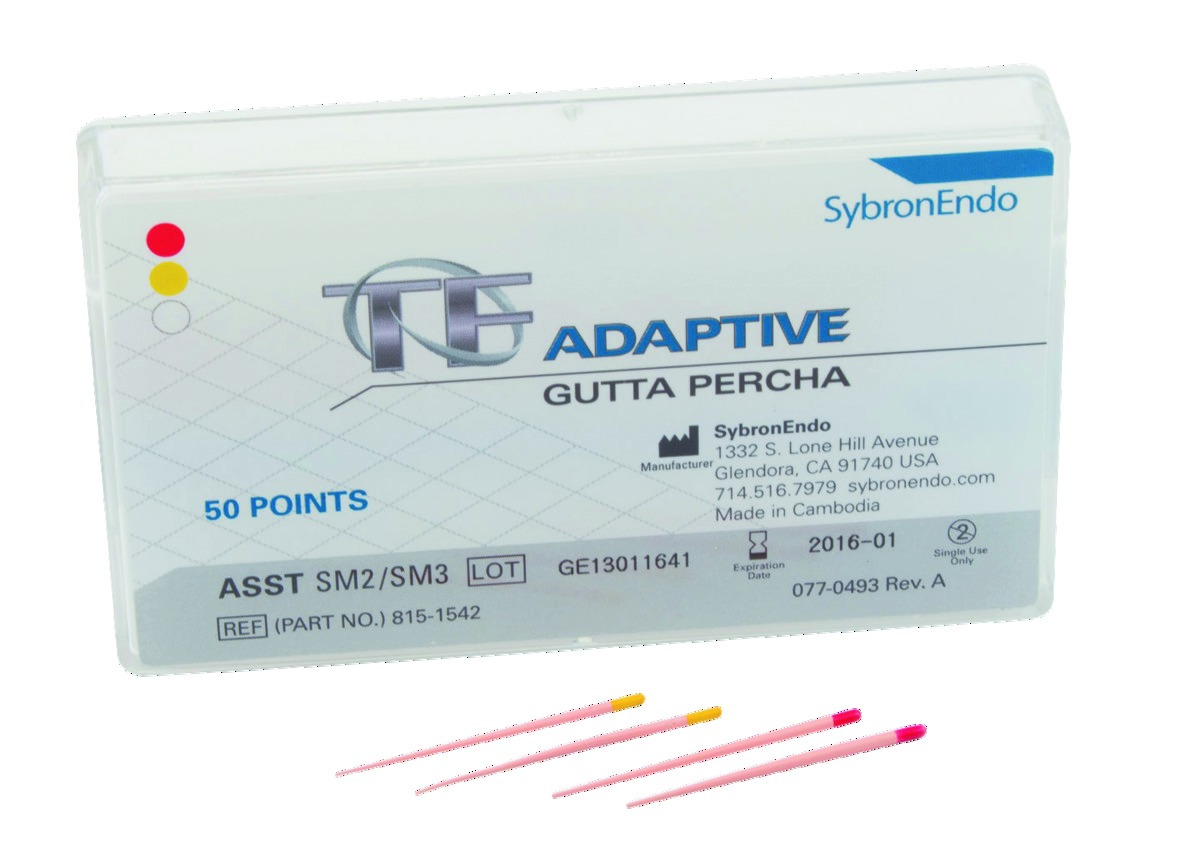 Pointes gutta TF Adaptive SYBRON ENDO - Assortiment - Lot de 50 Pointes gutta TF Adaptive SYBRON ENDO - Assortiment - Lot de 50
