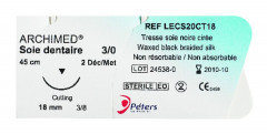 Soie noire Archimed PETERS SURGICAL - 18mm - 3/8 - 4/0 - Boîte de 12