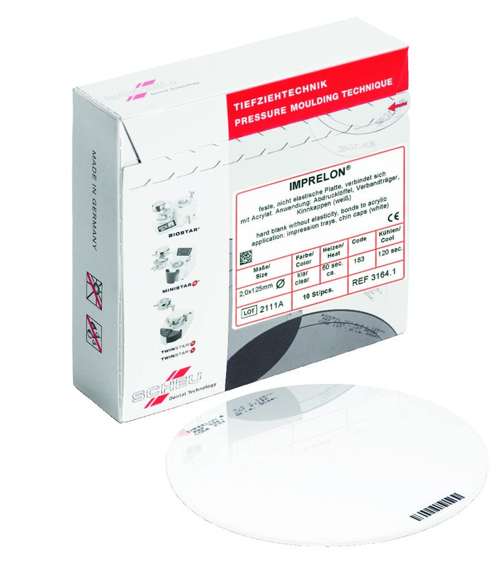 Imprelon Dures SCHEU-DENTAL - Rondes - Clair - La boîte de 10 - diam. 125 mm - ép. 2 mm 