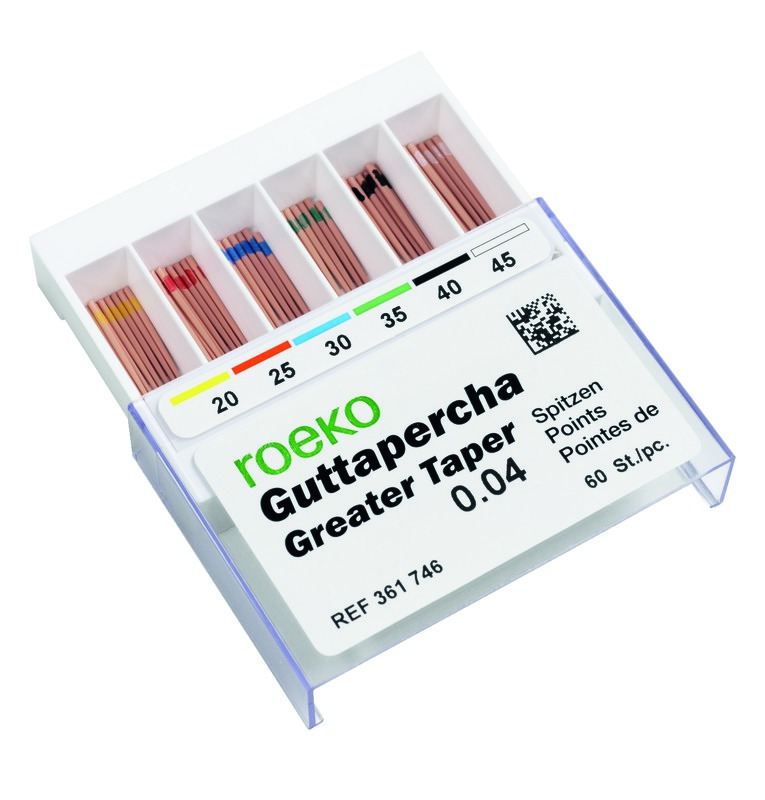 Pointes de Gutta Greater Taper ROEKO - 4% - n° 20 - Boîte de 60