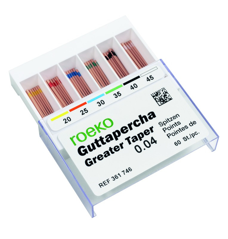 Pointes de Gutta Greater Taper ROEKO - 4% - n° 40 - Boîte de 60