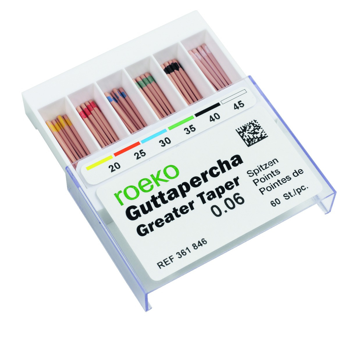 Pointes de Gutta Greater Taper ROEKO - 6% - n° 35 - Boîte de 60