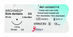 Soie noire Archimed PETERS SURGICAL - 16mm - 3/8 - 5/0 - Boîte de 12