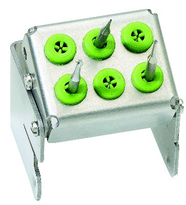 Porte-fraises Plug'in NICRHOMINOX - Chirurgie H 5cm - 6 perforations - Vert Porte-fraises Plug'in NICRHOMINOX - Chirurgie H 5cm - 6 perforations - Vert