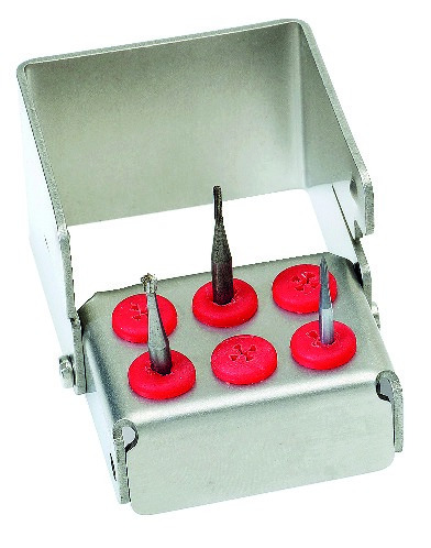 Porte-fraises Plug'in NICRHOMINOX - Chirurgie H 7cm  - 6 perforations - Rouge Porte-fraises Plug'in NICRHOMINOX - Chirurgie H 7cm  - 6 perforations - Rouge