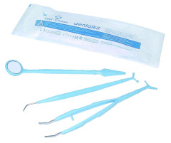 Dental-Kit STERIBLUE - Boite de 10 Kits : Sonde + Miroir + Precelle 