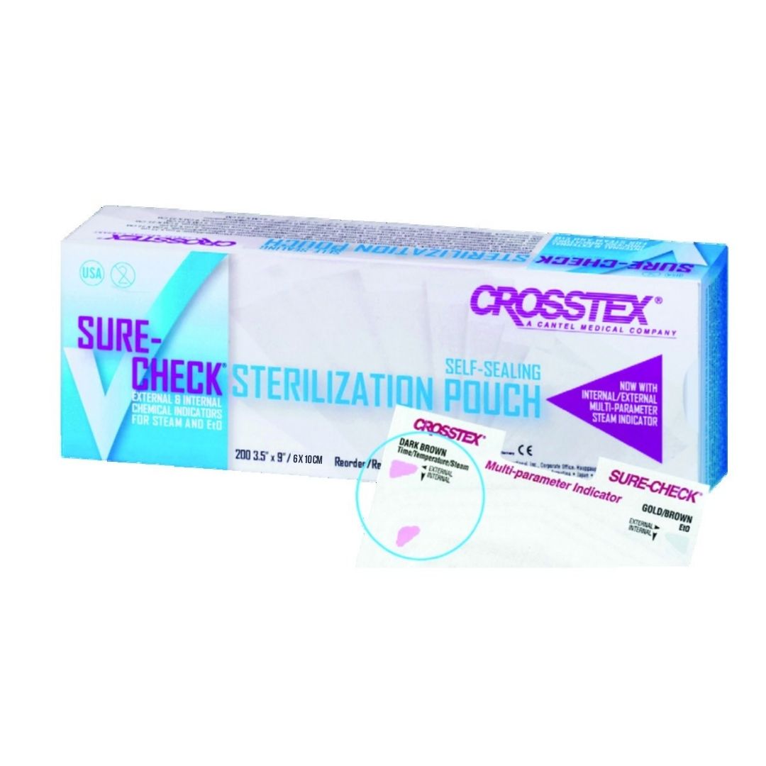 Sachets de stérilisation Surecheck CROSSTEX - 6 x 10 cm - Boîte de 200 Sachets de stérilisation Surecheck CROSSTEX - 6 x 10 cm - Boîte de 200