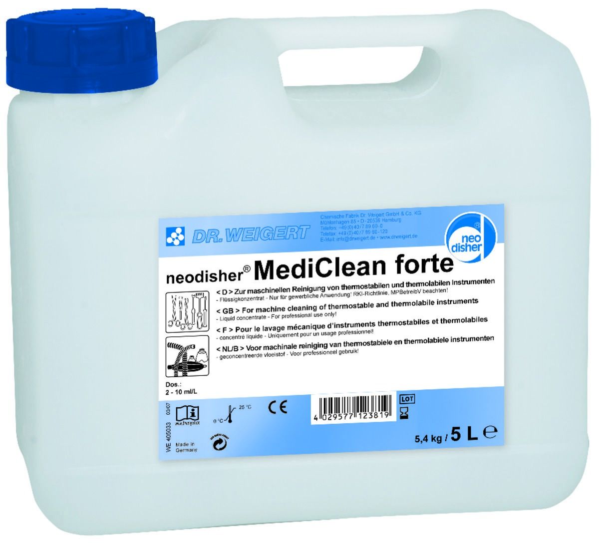 Neodisher Mediclean Forte Dr WEIGERT - Bidon de 5L Neodisher Mediclean Forte Dr WEIGERT - Bidon de 5L