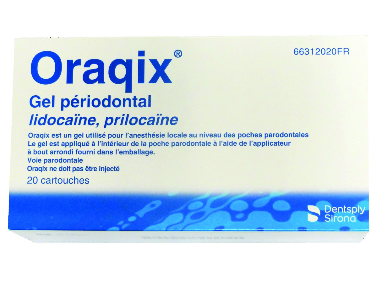 Oraqix DENTSPLY SIRONA - Boîte de 20x1,7g + applicateurs Oraqix DENTSPLY SIRONA - Boîte de 20x1,7g + applicateurs