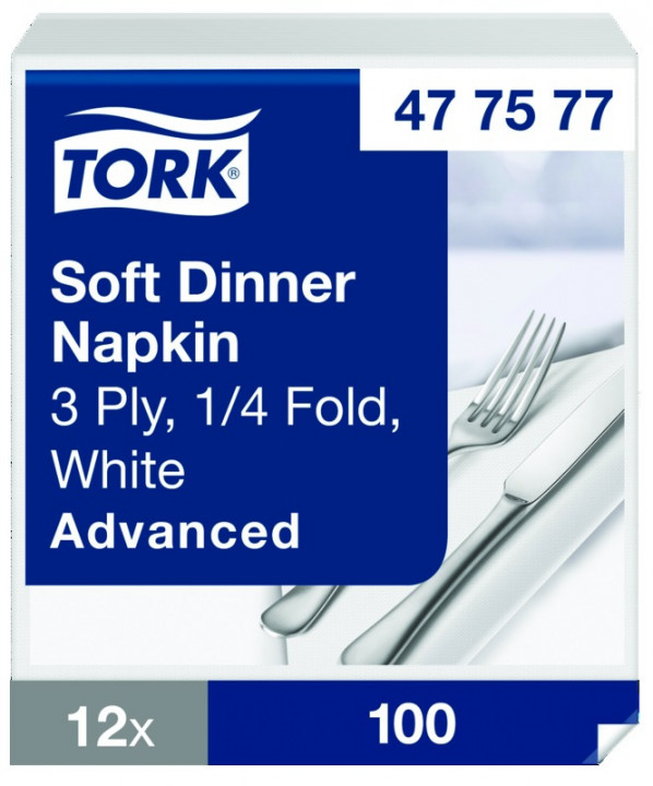 Serviettes TORK - 39x39 - Blanches 3 Plis - Lot de 100 Serviettes TORK - 39x39 - Blanches 3 Plis - Lot de 100