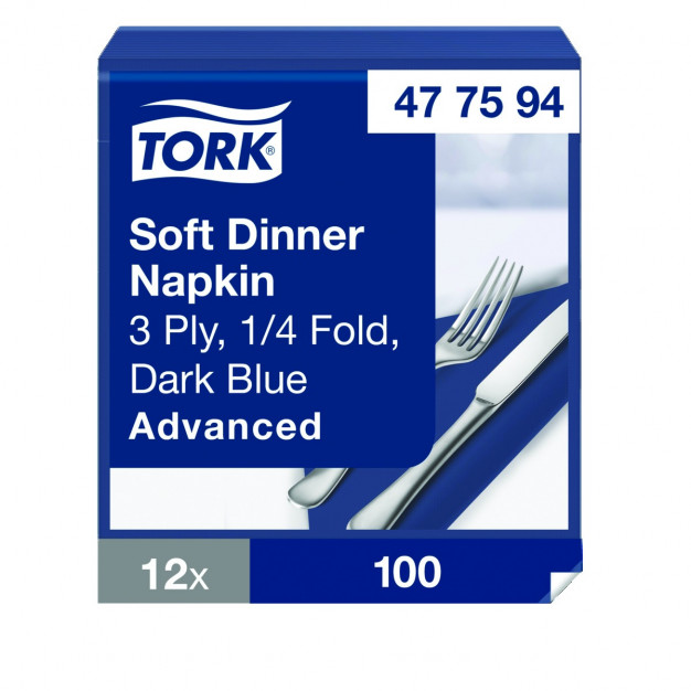 Serviettes TORK - 39x39 - Bleu Ocean 3Plis - Lot de 100 Serviettes TORK - 39x39 - Bleu Ocean 3Plis - Lot de 100