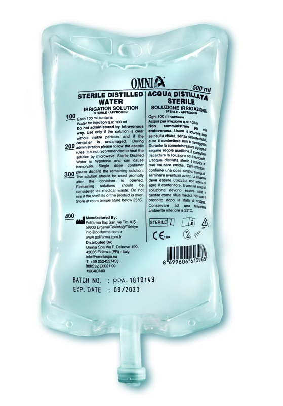 Eau stérile OMNIA - Flacon de 500ml - Lot de 15 Eau stérile OMNIA - Flacon de 500ml - Lot de 15