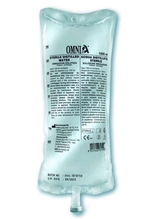 Eau stérile OMNIA - Bouteille de 1L - Lot de 10 Eau stérile OMNIA - Bouteille de 1L - Lot de 10