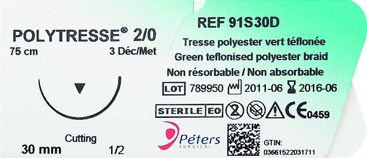 Polytresse PETERS SURGICAL - 91S10A - Boîte de 36 Polytresse PETERS SURGICAL - 91S10A - Boîte de 36