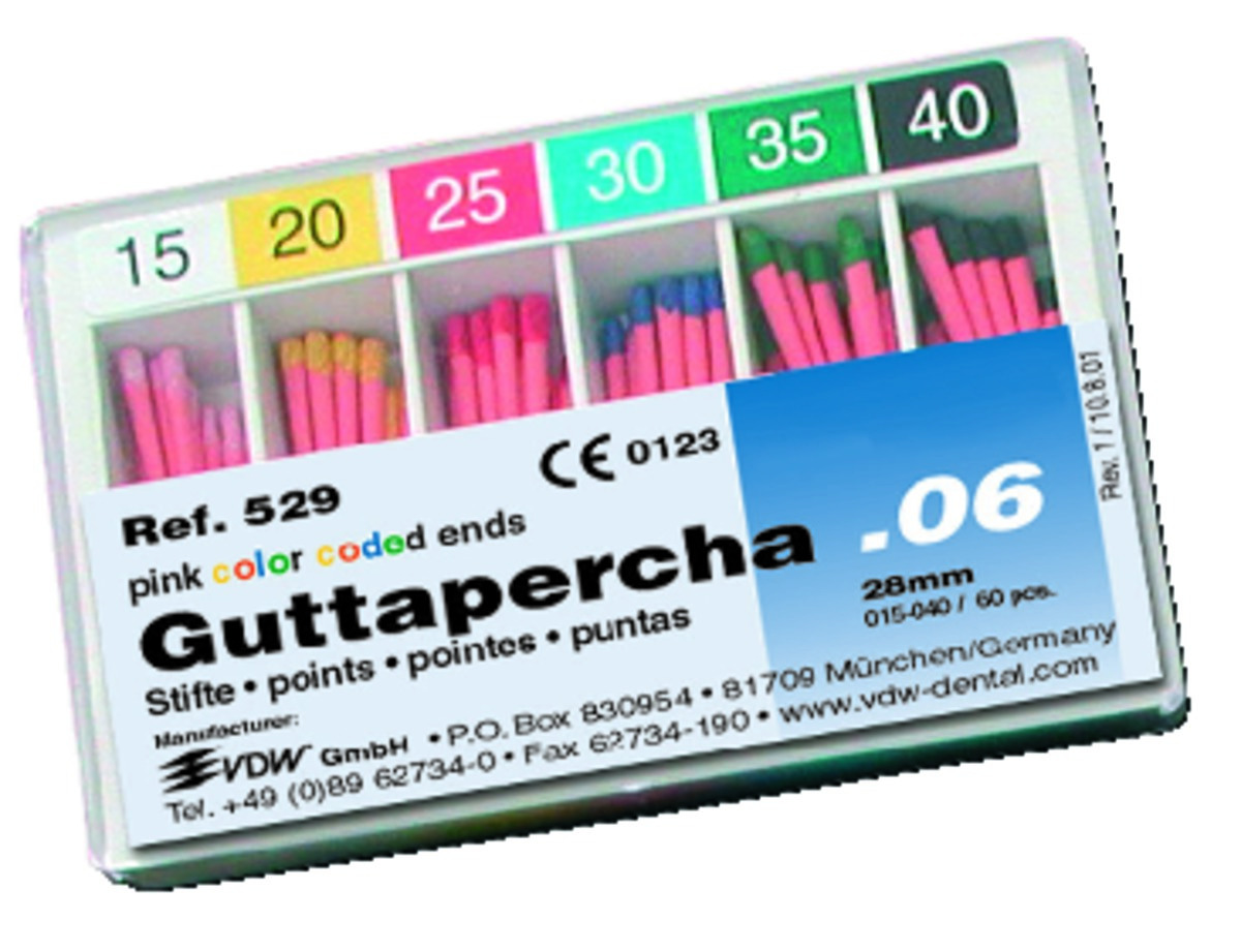 Pointes de Gutta Percha DENTSPLY SIRONA - 4% - n° 25 - Boîte de 60 Pointes de Gutta Percha DENTSPLY SIRONA - 4% - n° 25 - Boîte de 60