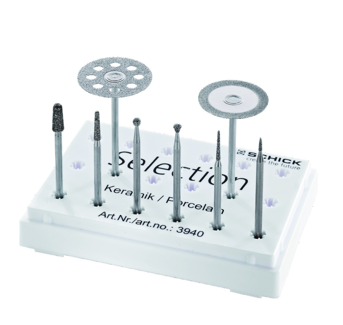 Qube SCHICK Coffret 6 fraises diamantées + 2 disques pour céramique