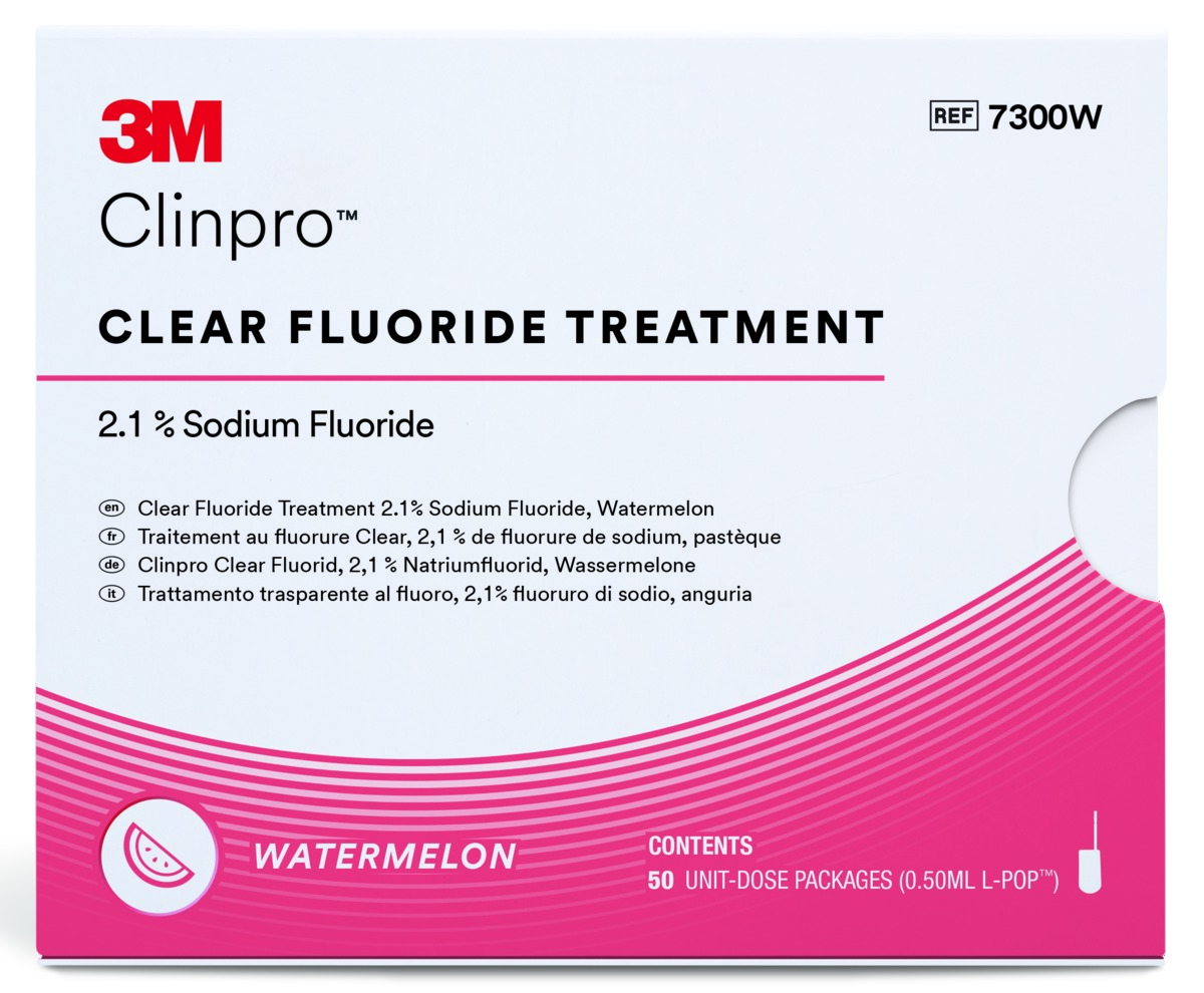 3M Clinpro Clear Fluorure - Traitement à usage unique - 50x0.5mL L-Pop - Goût pastèque 3M Clinpro Clear Fluorure - Traitement à usage unique - 50x0.5mL L-Pop - Goût pastèque