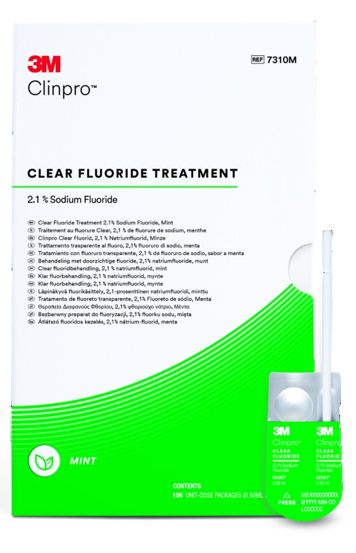 3M Clinpro Clear Fluorure - Traitement à usage unique 100x0.5mL L-Pop - Goût menthe 3M Clinpro Clear Fluorure - Traitement à usage unique 100x0.5mL L-Pop - Goût menthe