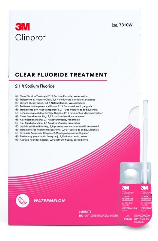 3M Clinpro Clear Fluorure - Traitement à usage unique - 100x0.5mL L-Pop - Goût pastèque 3M Clinpro Clear Fluorure - Traitement à usage unique - 100x0.5mL L-Pop - Goût pastèque