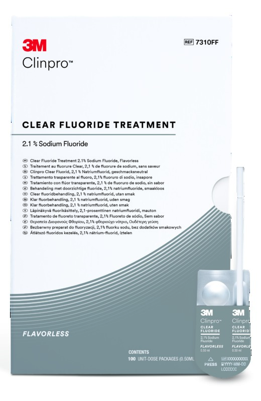 3M Clinpro Clear Fluorure - Traitement à usage unique - 100x0.5mL L-Pop - Sans goût 3M Clinpro Clear Fluorure - Traitement à usage unique - 100x0.5mL L-Pop - Sans goût