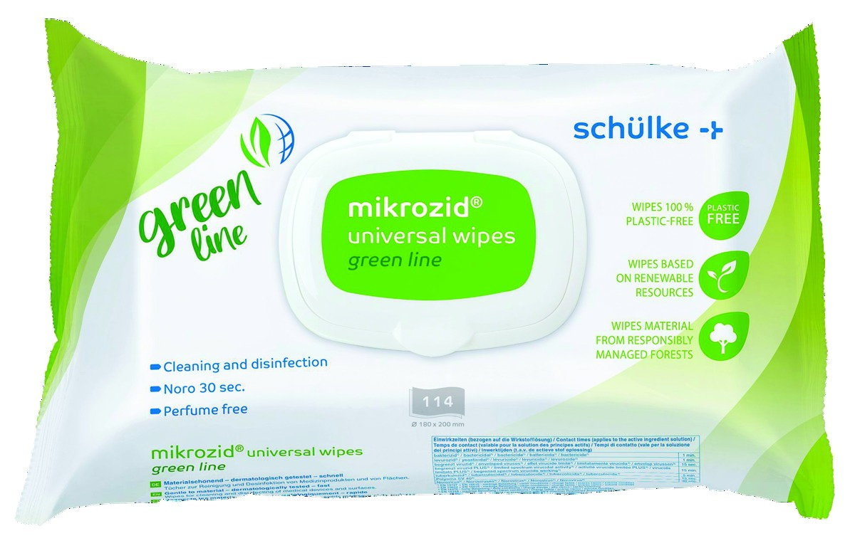 Lingettes Mikrozid Univ Green Line - Paquet de 114 - SCHULKE Lingettes Mikrozid Univ Green Line - Paquet de 114 - SCHULKE