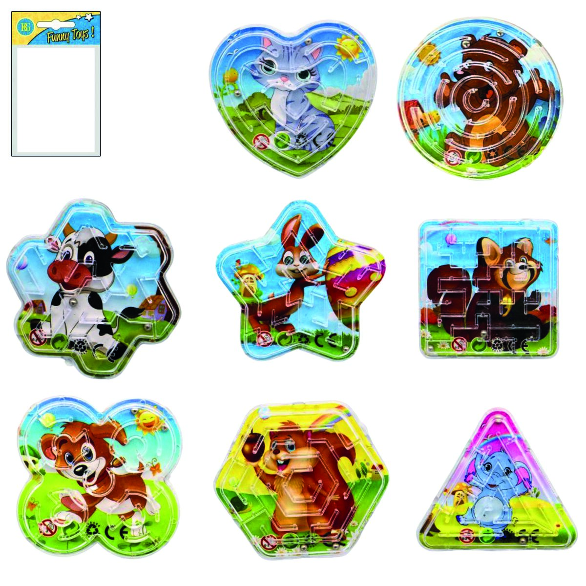 Labyrinthes - jeu de patience 6 formes - lot de 48 - 