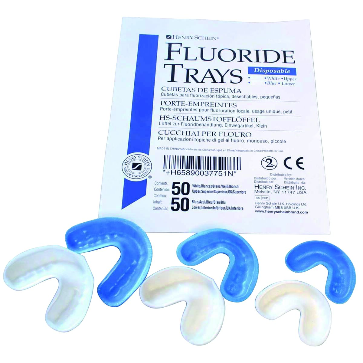 Acclean Gouttières fluorées Medium - Haut (50 blancs) et Bas (50 bleus) HENRY SCHEIN