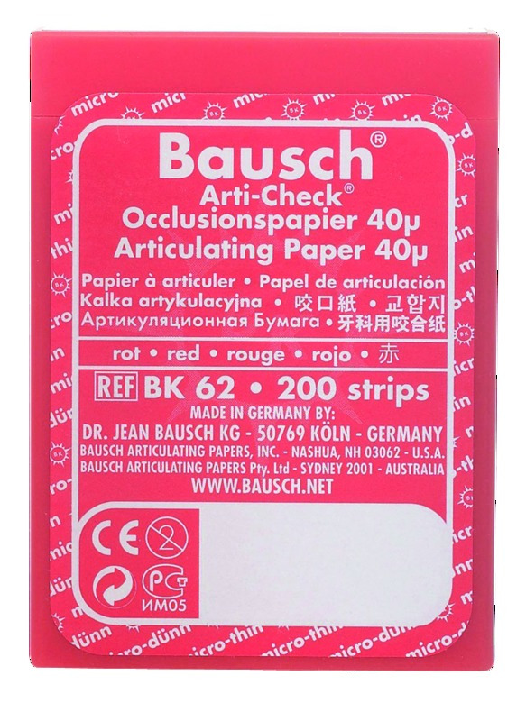Arti-Check Micromince 40µ BAUSCH - BK62 - rouge - Boîte de 200 bandes Arti-Check Micromince 40µ BAUSCH - BK62 - rouge - Boîte de 200 bandes