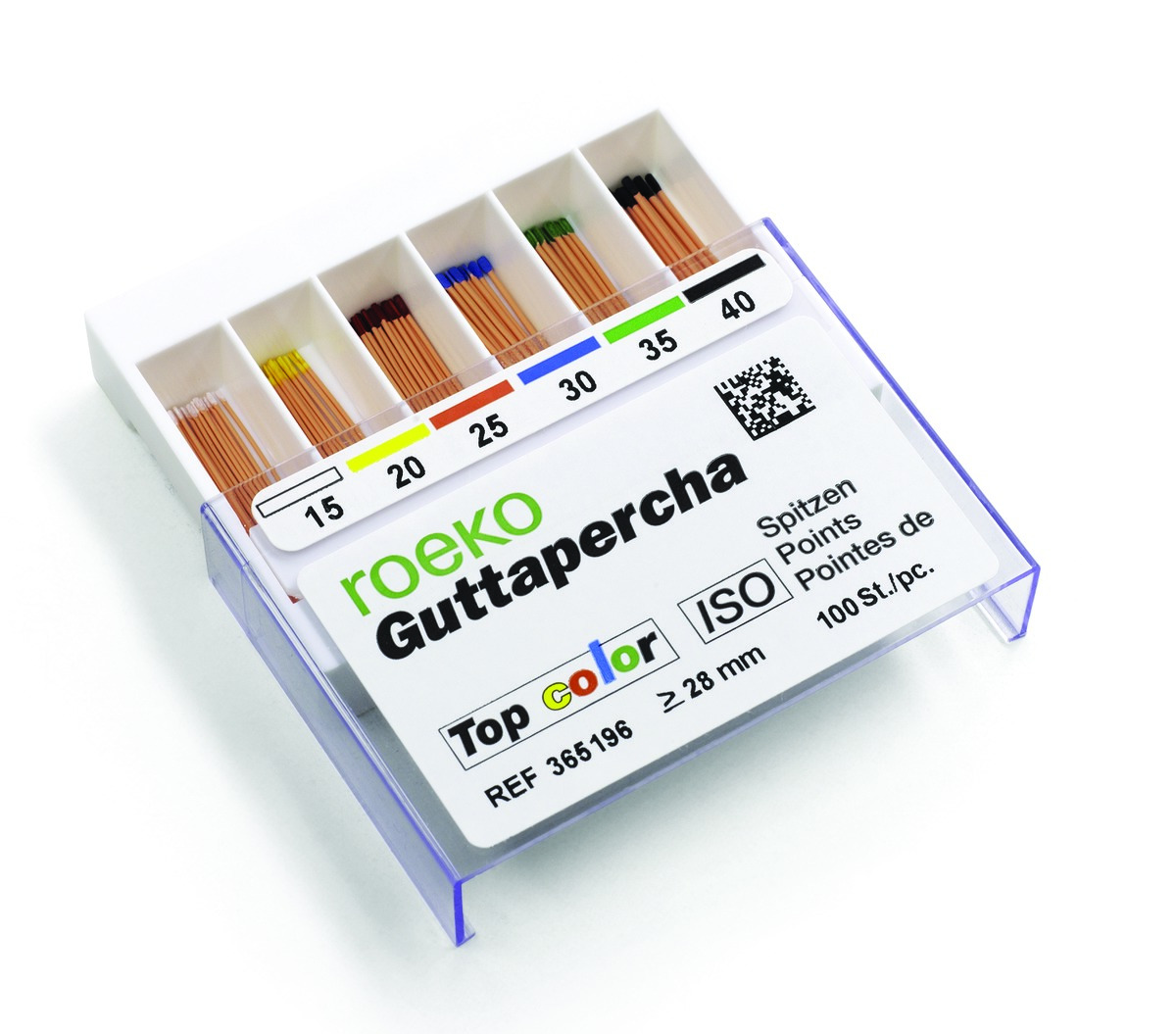 Pointes de Gutta Top Color ROEKO - n° 30 - Boîte de 100 Pointes de Gutta Top Color ROEKO - n° 30 - Boîte de 100