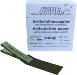 Arcade Dentaire - Papier À Articuler 200 µ HANEL - La boîte de 300 feuilles  - Bleu