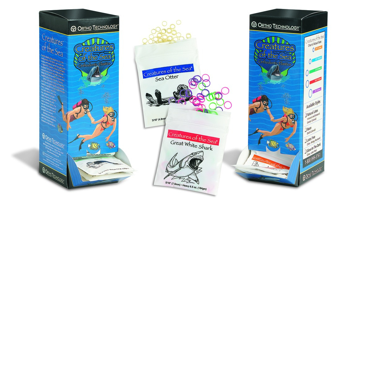 Elastique Creatures of the sea ORTHO TECHNOLOGY - 3/16 - Moyen - Sans latex - Boîte de 50 x 100 Elastique Creatures of the sea ORTHO TECHNOLOGY - 3/16 - Moyen - Sans latex - Boîte de 50 x 100