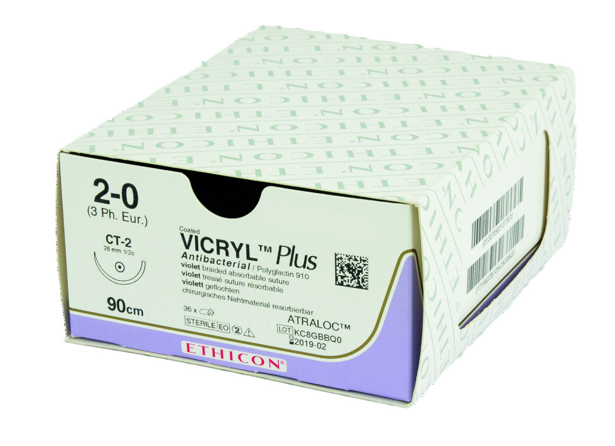 Fil de sutures - Vicryl plus - Antibactériennes vectral - Ethicon -  4/0 3/8 Cercle 19 mm -Boîte de 36 fils