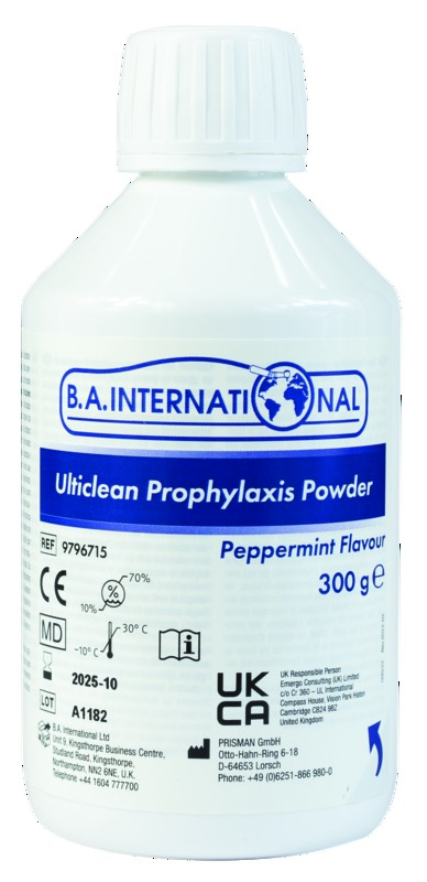 Poudre de Prophylaxis Ulticlean - Menthe poivrée - 4x300g - BA International Poudre de Prophylaxis Ulticlean - Menthe poivrée - 4x300g - BA International