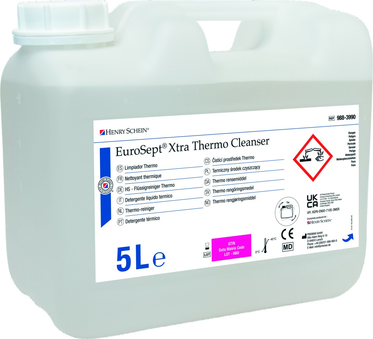 EuroSept Xtra Thermo nettoyant - Bidon de 5L - HENRY SCHEIN EuroSept Xtra Thermo nettoyant - Bidon de 5L - HENRY SCHEIN