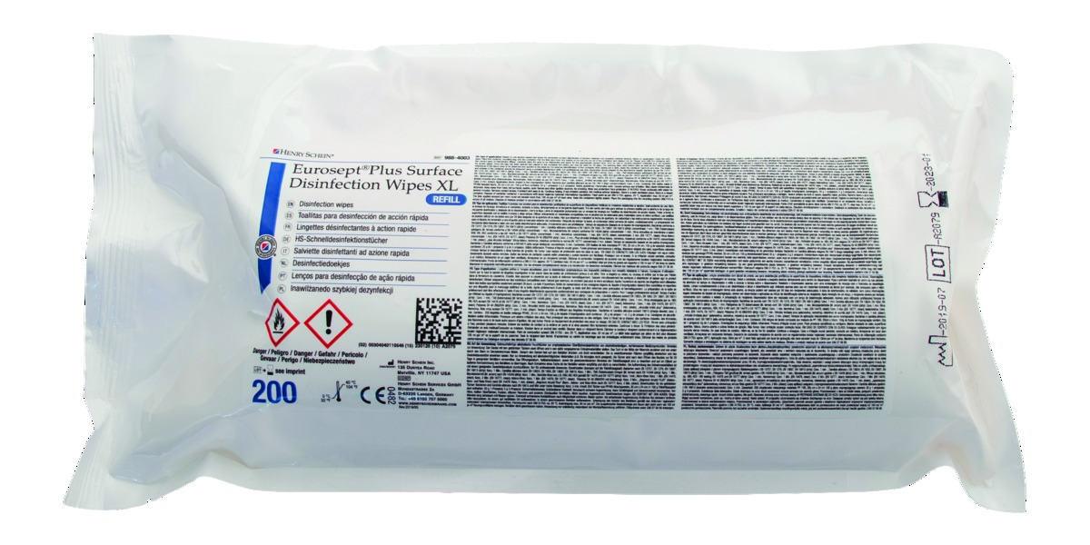 Lingettes Eurosept Xtra XL surfaces Recharge  x200 HENRY SCHEIN 