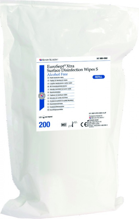 EUROSEPT XTRA Lingettes désinfectantes XL Sans Alcool - Recharge de 200 - HENRY SCHEIN EUROSEPT XTRA Lingettes désinfectantes XL Sans Alcool - Recharge de 200 - HENRY SCHEIN