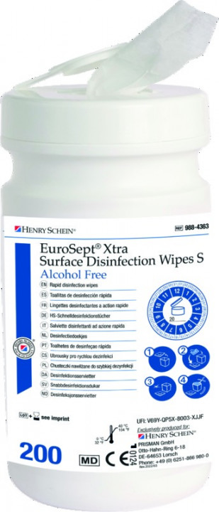 EUROSEPT XTRA Lingettes désinfectantes XL Sans Alcool - Boite de 200 - HENRY SCHEIN EUROSEPT XTRA Lingettes désinfectantes XL Sans Alcool - Boite de 200 - HENRY SCHEIN