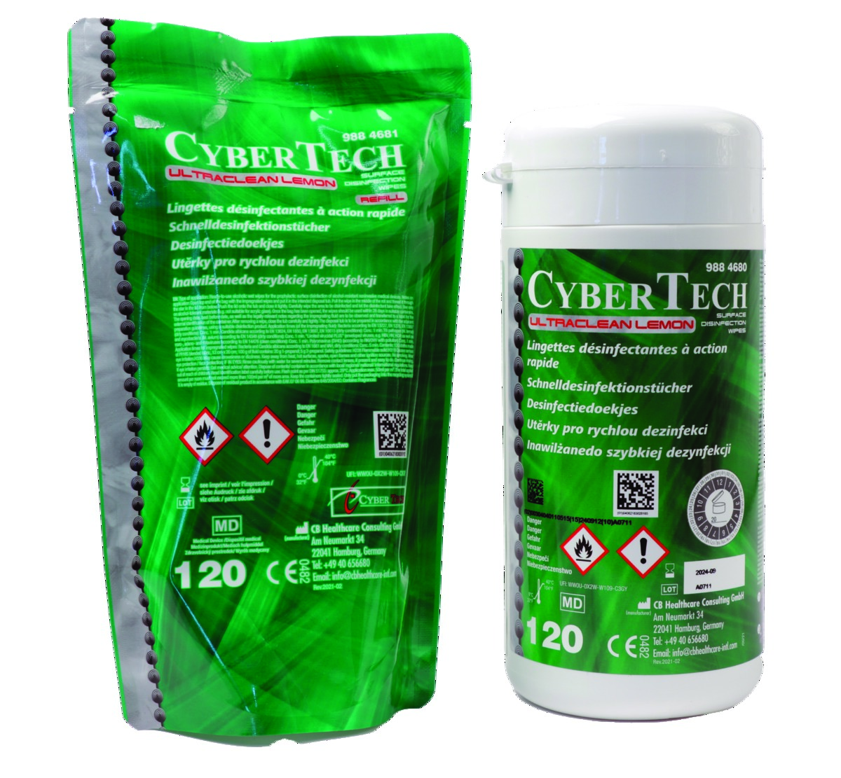 Lingettes Désinfectantes Ultraclean Citron (120) CYBERTECH Lingettes Désinfectantes Ultraclean Citron (120) CYBERTECH
