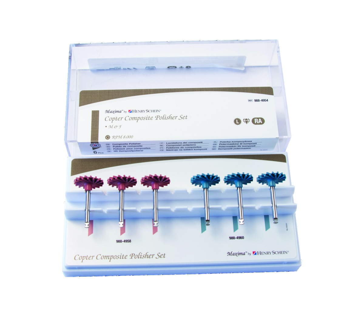 Kit polissoir composite Copter L (14mm), pré-polissage x3/polissage x3 HENRY SCHEIN