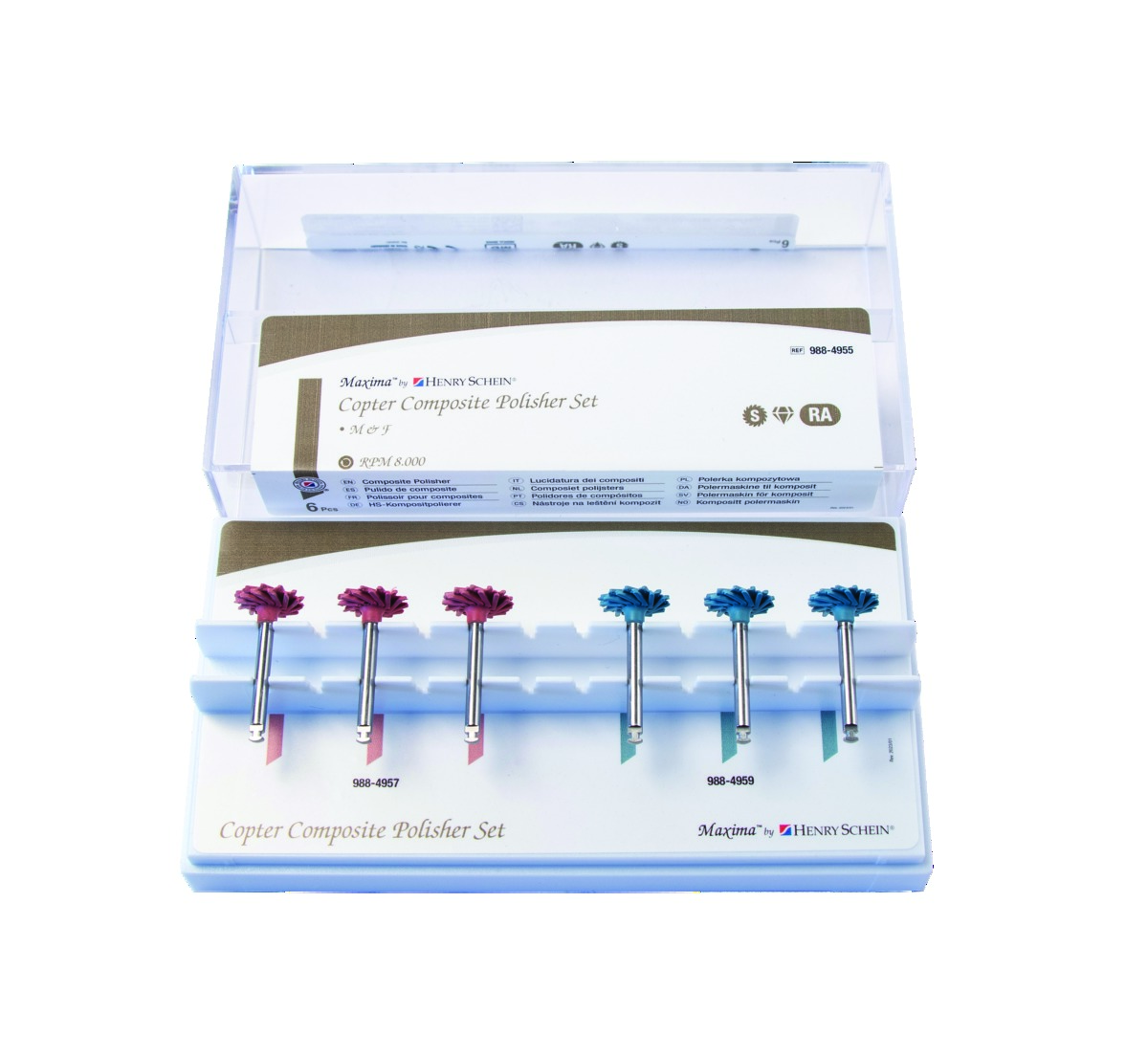 Kit polissoir composite Copter S (10mm), pré-polissage x3/polissage x3 HENRY SCHEIN