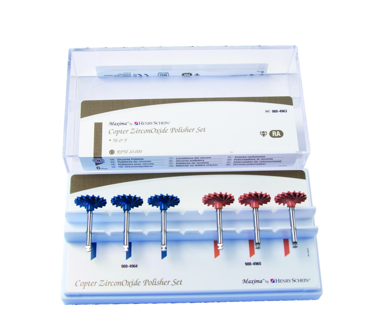 Kit polissoir Zircone Copter, pré-polissage medium x3/polissage fin x3 HENRY SCHEIN